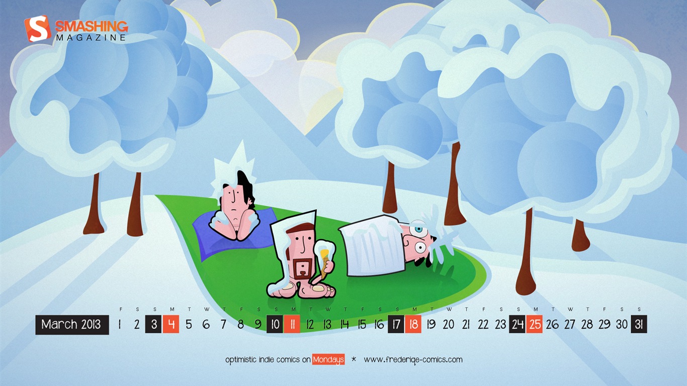 2013年3月 月曆壁紙(一) #15 - 1366x768