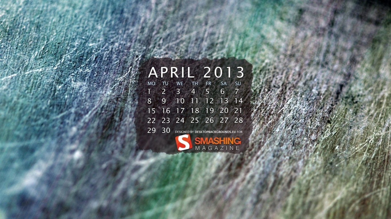 2013年4月 月曆壁紙(一) #7 - 1366x768
