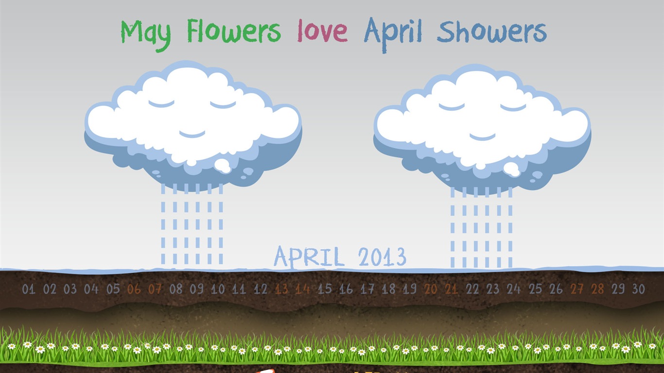 2013年4月 月曆壁紙(一) #13 - 1366x768