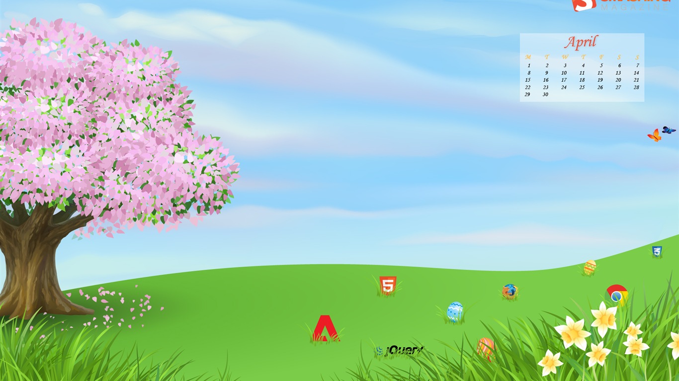 2013年4月 月曆壁紙(一) #21 - 1366x768