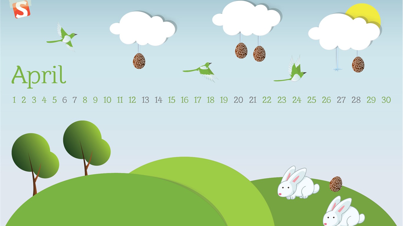 2013年4月 月曆壁紙(一) #25 - 1366x768