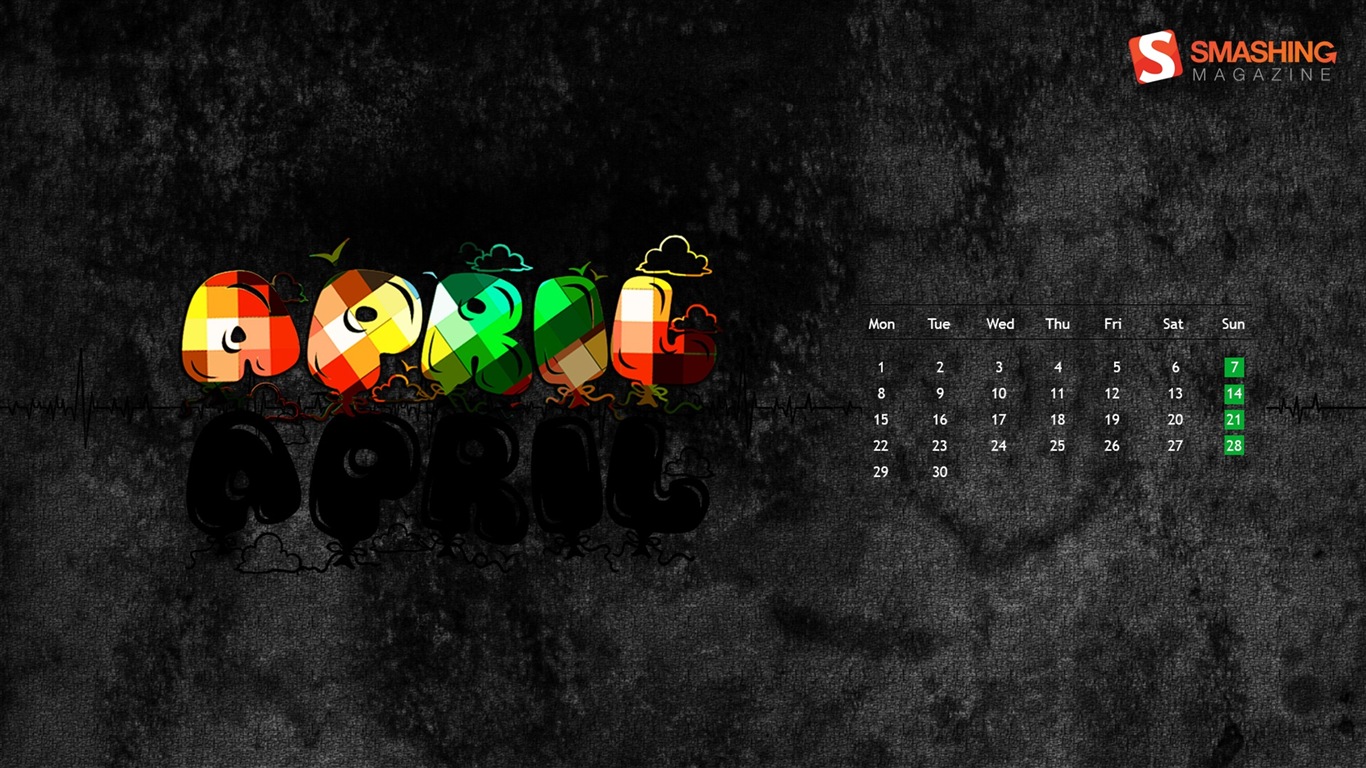 2013年4月 月曆壁紙(二) #8 - 1366x768