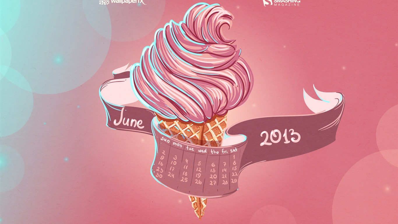 2013年6月 月曆壁紙(二) #2 - 1366x768
