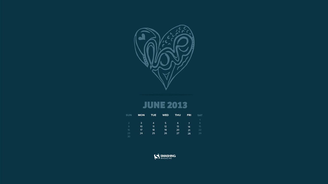 2013年6月 月曆壁紙(二) #8 - 1366x768
