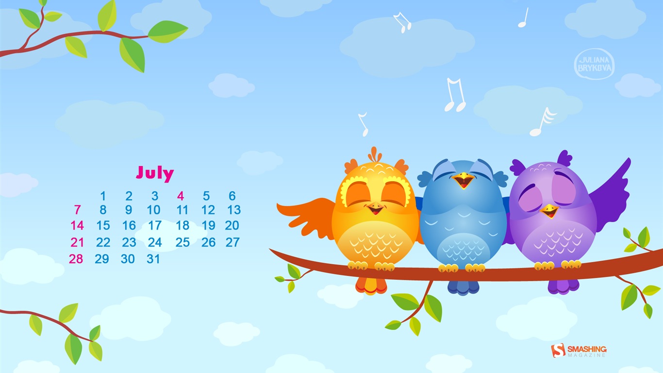 Juli 2013 Kalender Wallpaper (1) #14 - 1366x768
