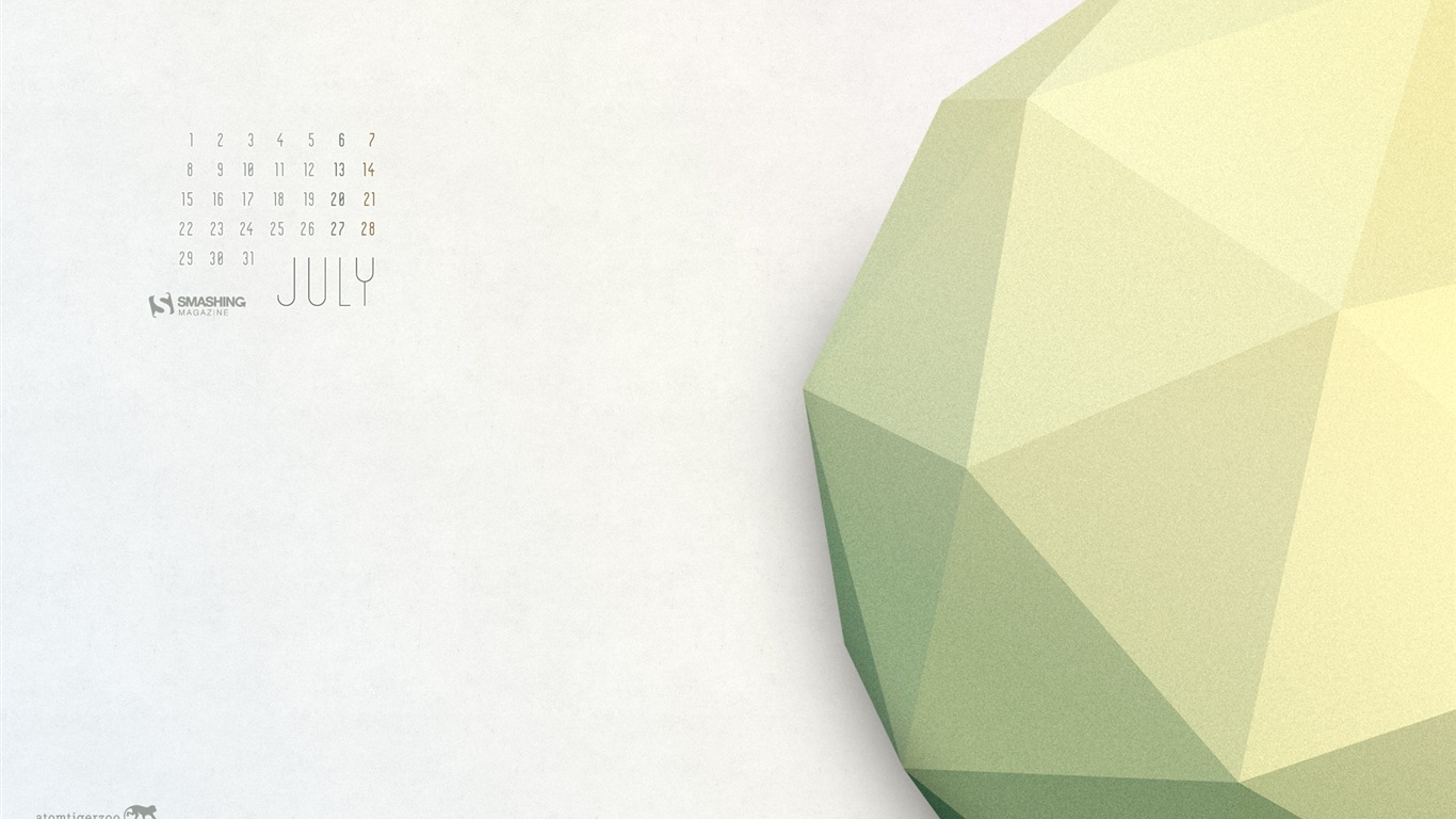 2013年7月 月曆壁紙(一) #16 - 1366x768