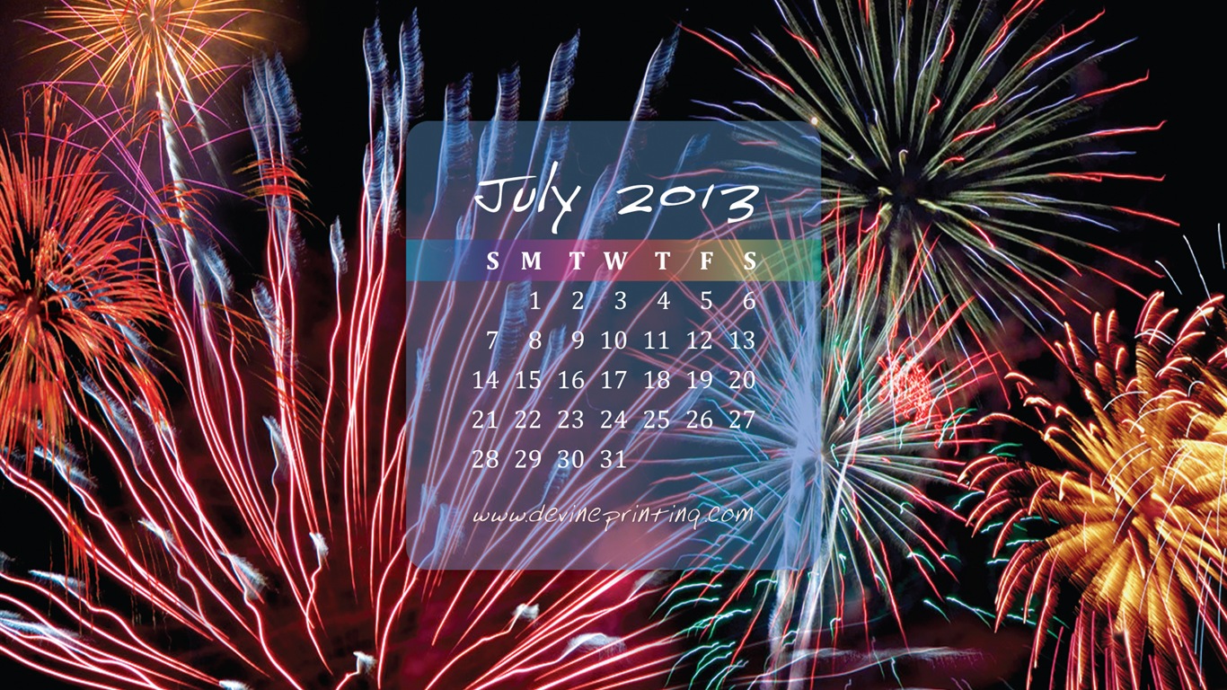 2013年7月 月曆壁紙(二) #14 - 1366x768