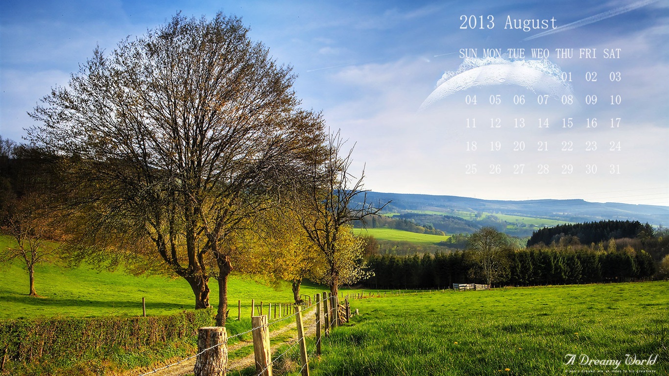 2013年8月 月曆壁紙(一) #5 - 1366x768