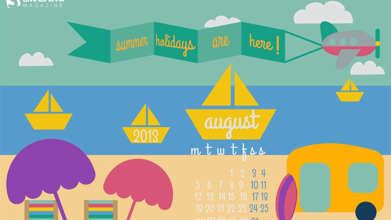 2013年8月 月曆壁紙(二) #12 - 1366x768