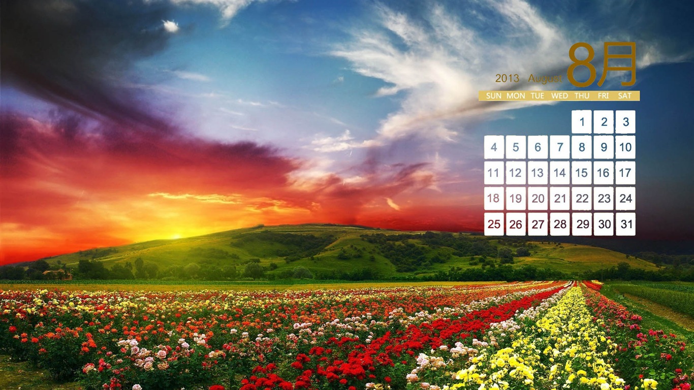 2013年8月 月曆壁紙(二) #18 - 1366x768