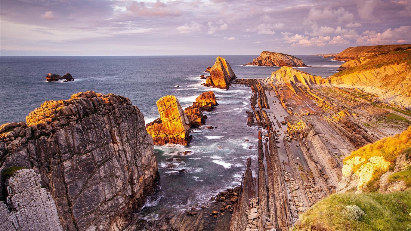 藍色大海海岸風景 高清壁紙 #2 - 1366x768