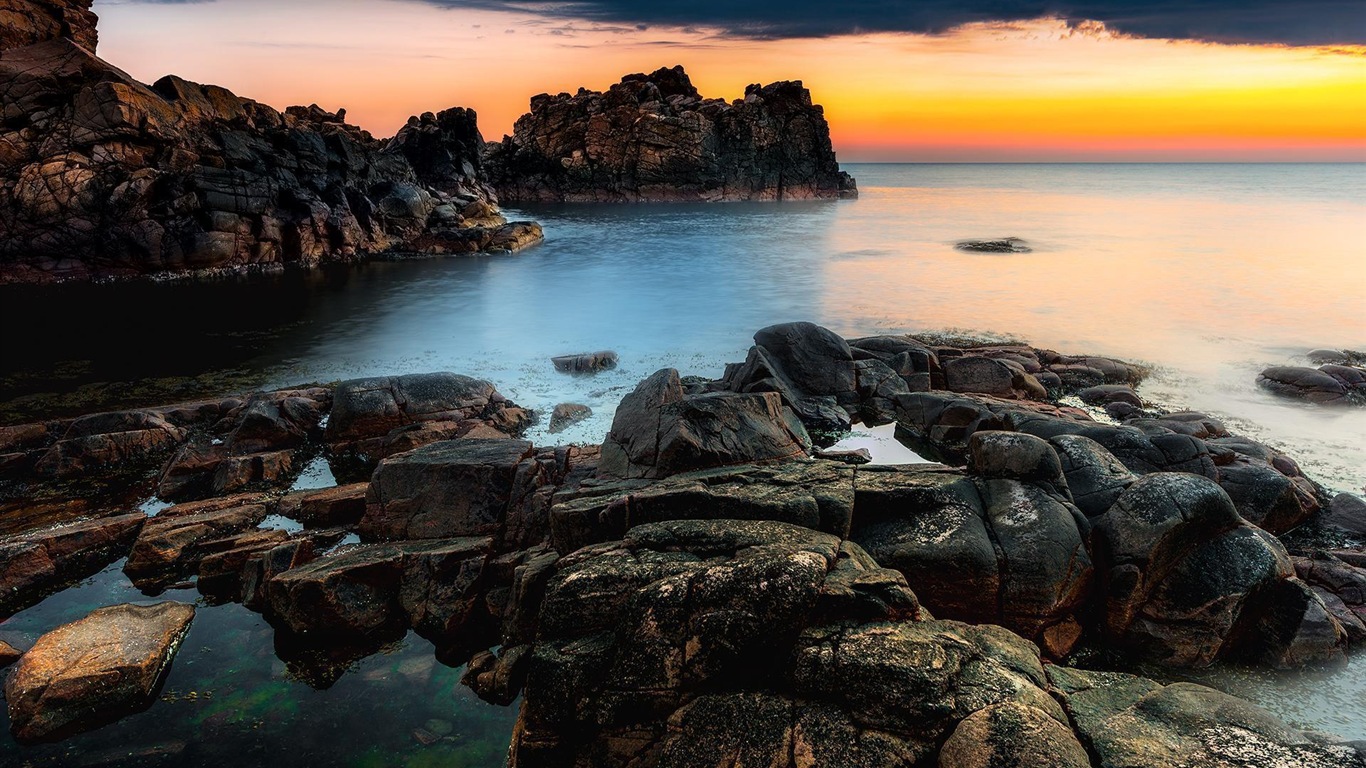 藍色大海海岸風景 高清壁紙 #3 - 1366x768