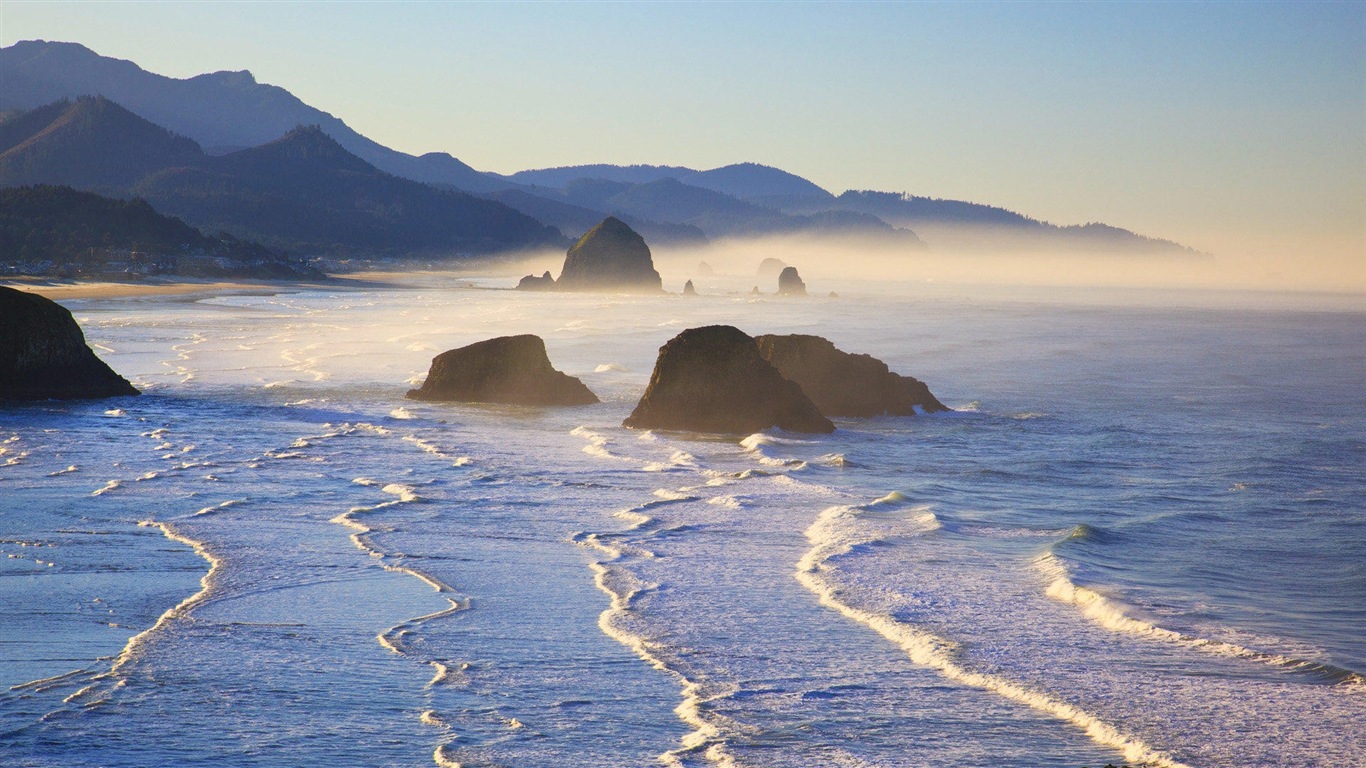 藍色大海海岸風景 高清壁紙 #4 - 1366x768