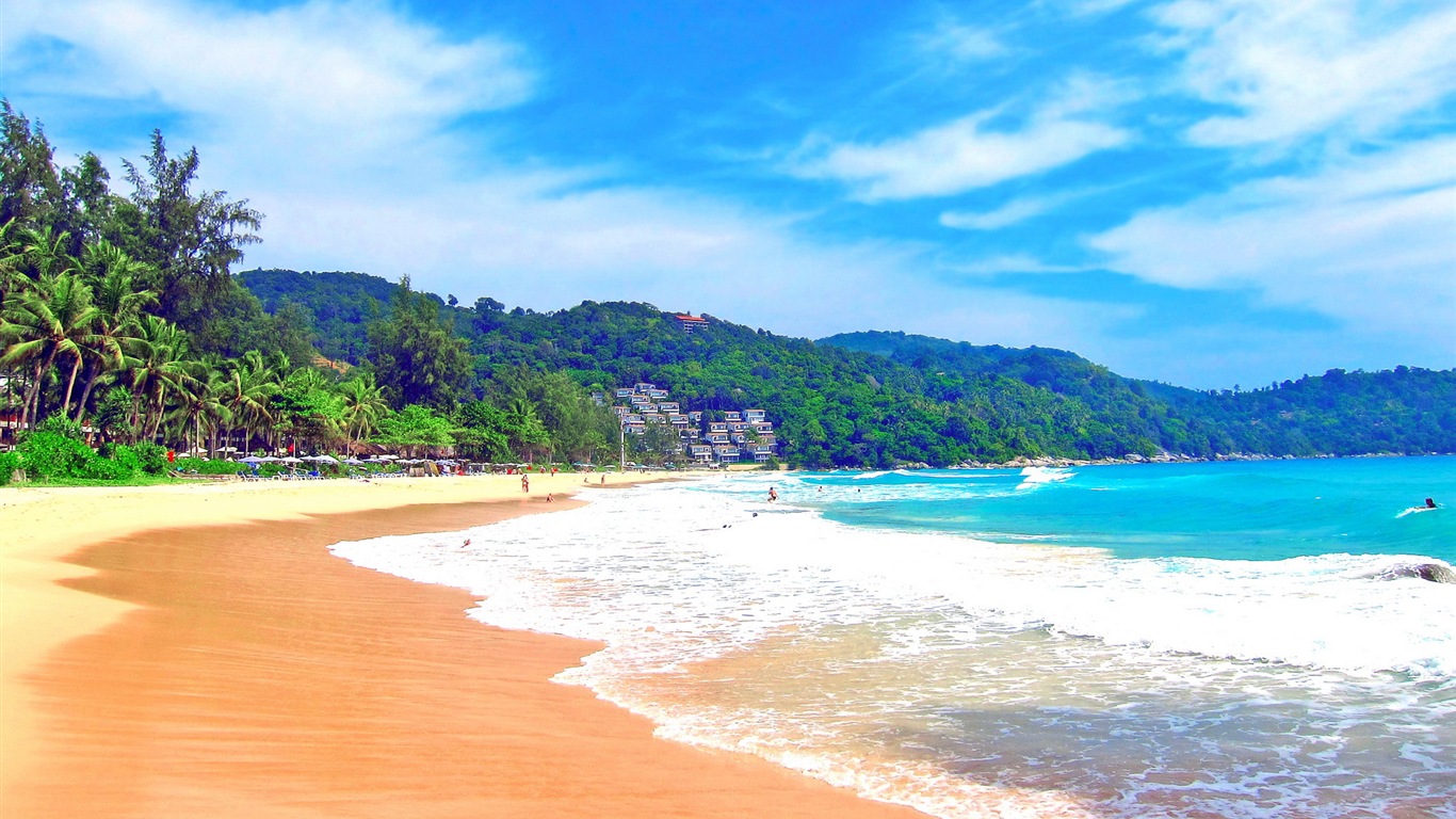 藍色大海海岸風景 高清壁紙 #11 - 1366x768
