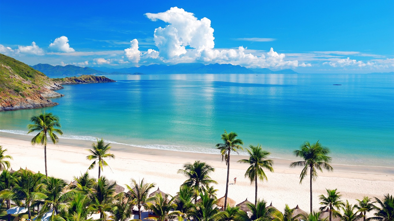 藍色大海海岸風景 高清壁紙 #17 - 1366x768