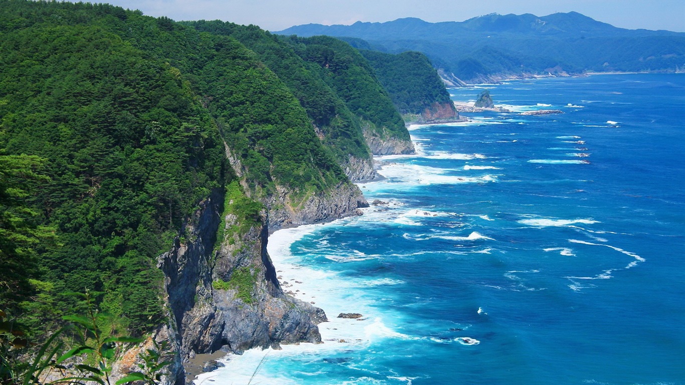 藍色大海海岸風景 高清壁紙 #19 - 1366x768