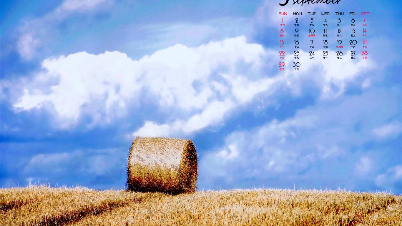 September 2013 Kalender Wallpaper (1) #16 - 1366x768