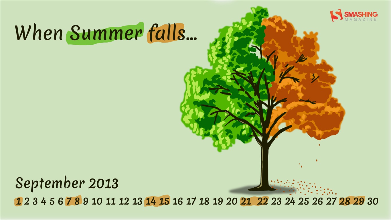 September 2013 Kalender Wallpaper (2) #19 - 1366x768
