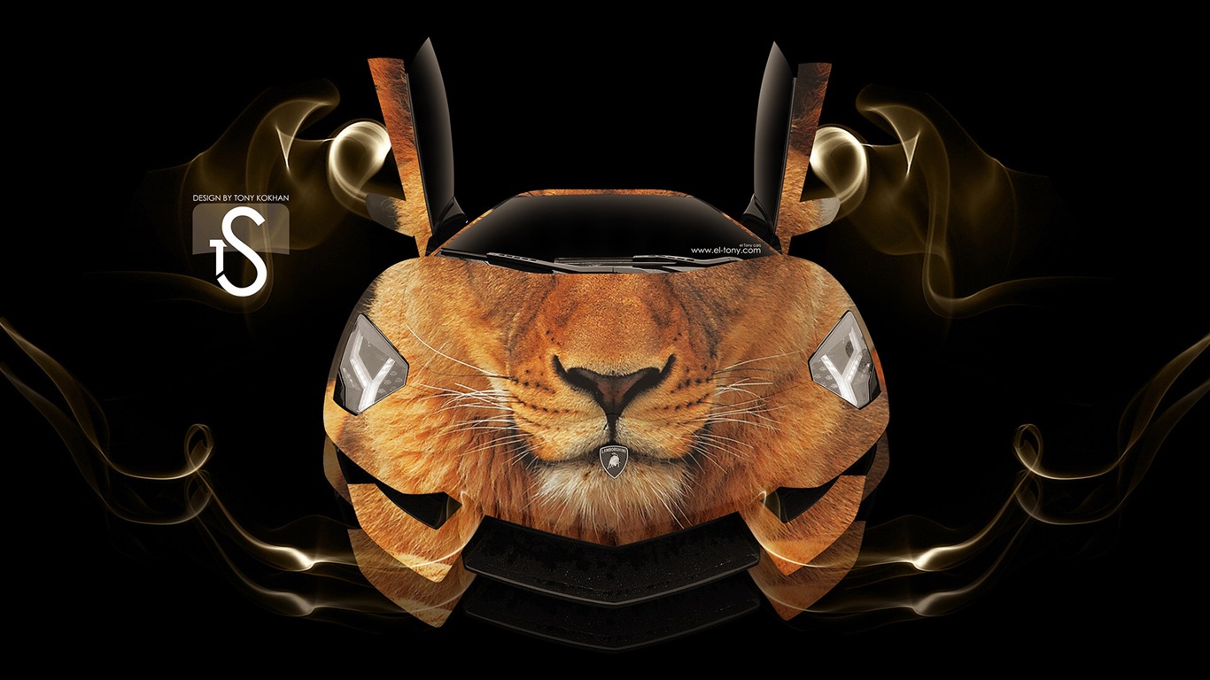 夢幻創意汽車設計壁紙，動物汽車 #3 - 1366x768