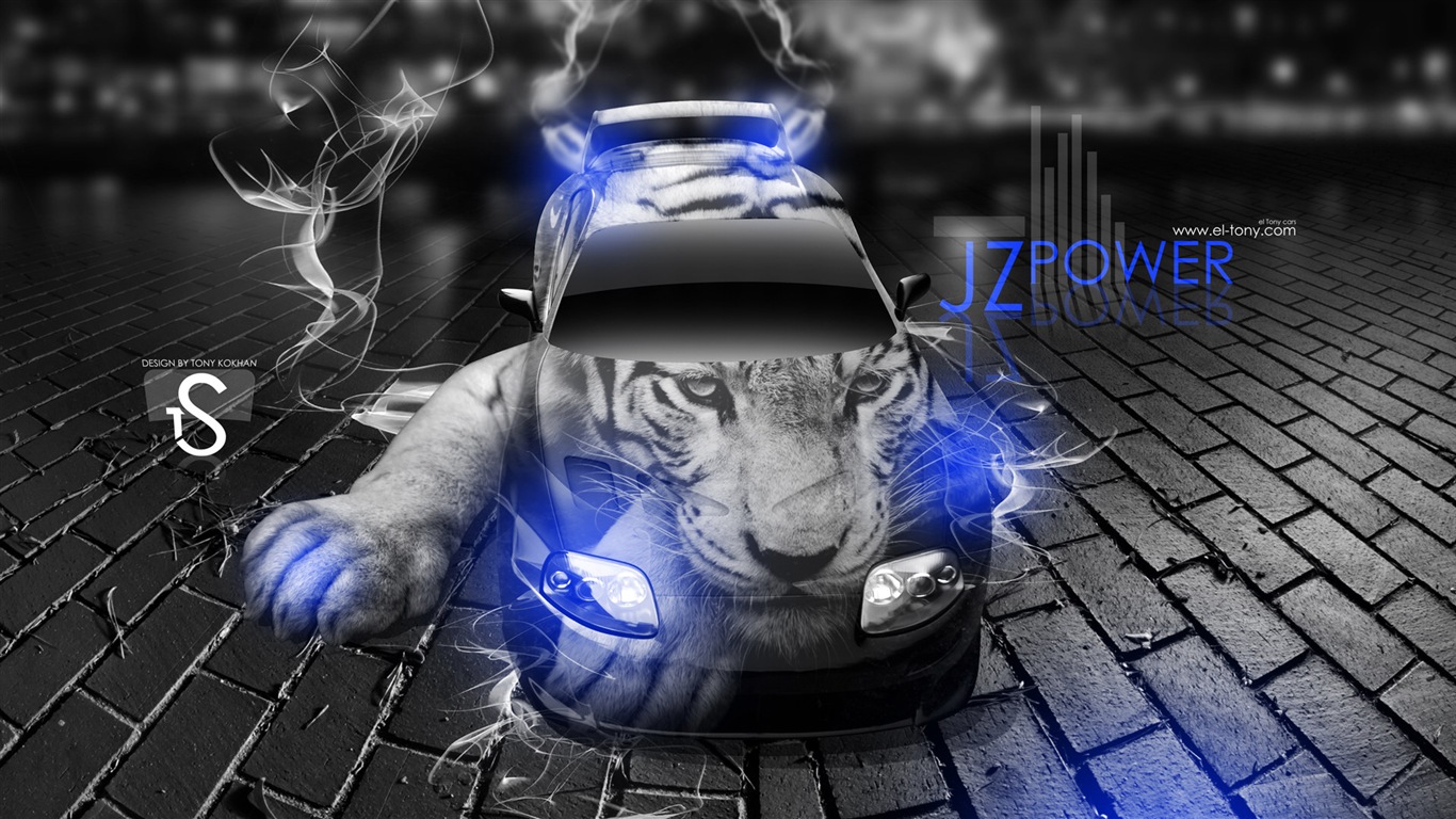 夢幻創意汽車設計壁紙，動物汽車 #5 - 1366x768