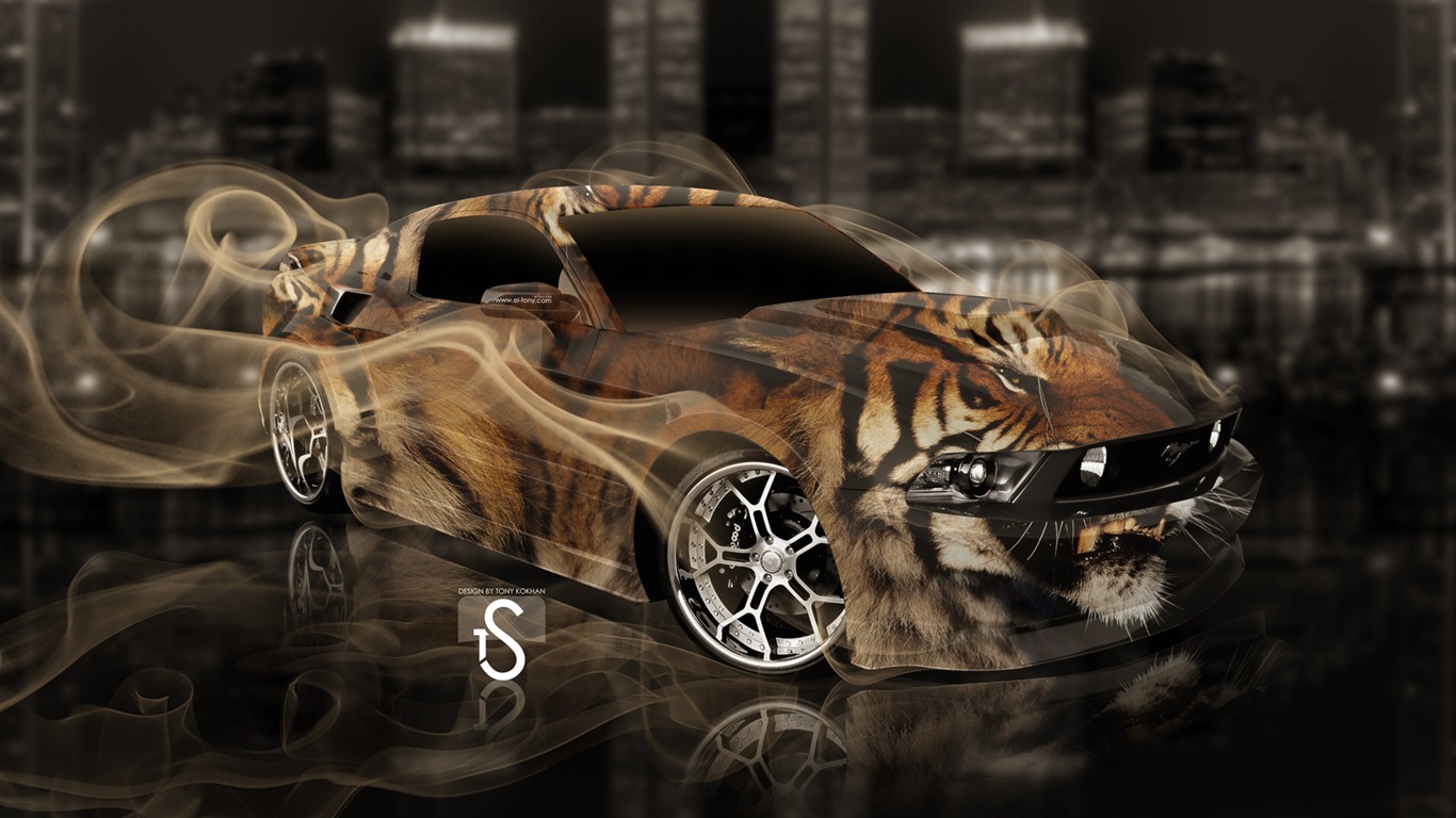 夢幻創意汽車設計壁紙，動物汽車 #13 - 1366x768