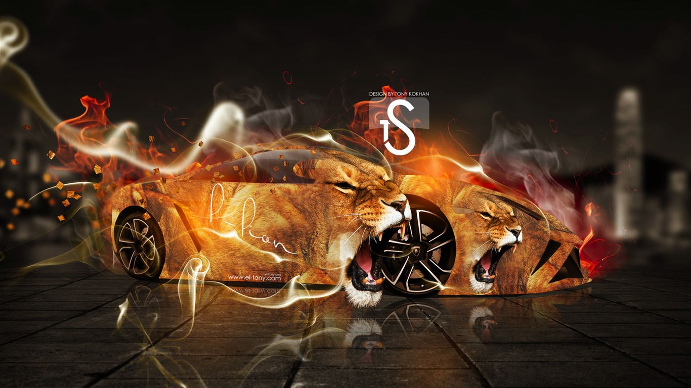 Kreativní auto snů design tapety, Animal automobilový průmysl #18 - 1366x768