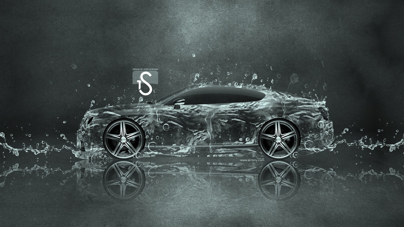 Les gouttes d'eau splash, beau fond d'écran de conception créative de voiture #2 - 1366x768