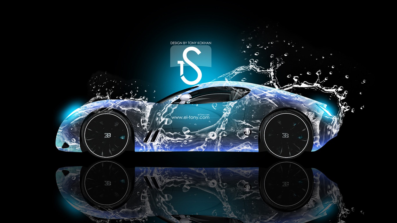 Les gouttes d'eau splash, beau fond d'écran de conception créative de voiture #10 - 1366x768