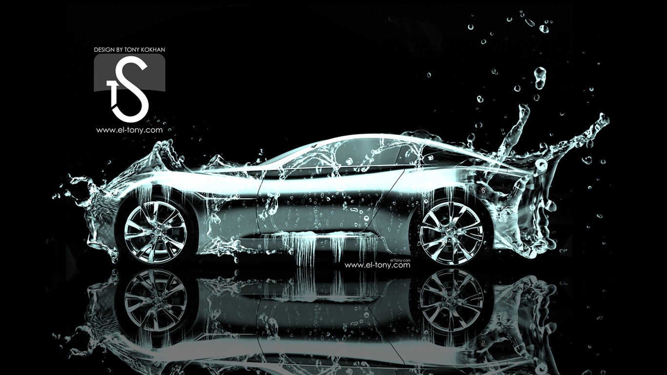 Les gouttes d'eau splash, beau fond d'écran de conception créative de voiture #13 - 1366x768