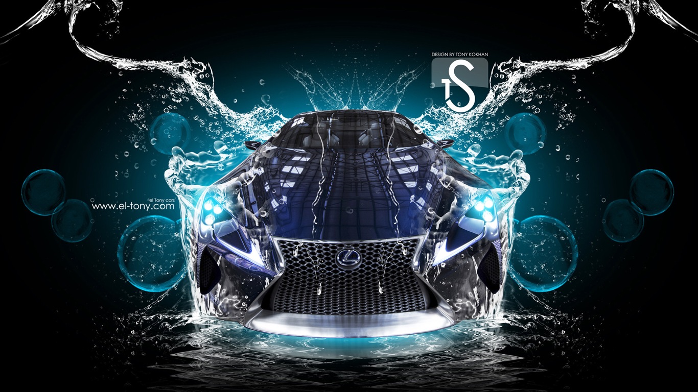 물 방울 스플래시, 아름다운 차 크리 에이 티브 디자인 배경 화면 #14 - 1366x768
