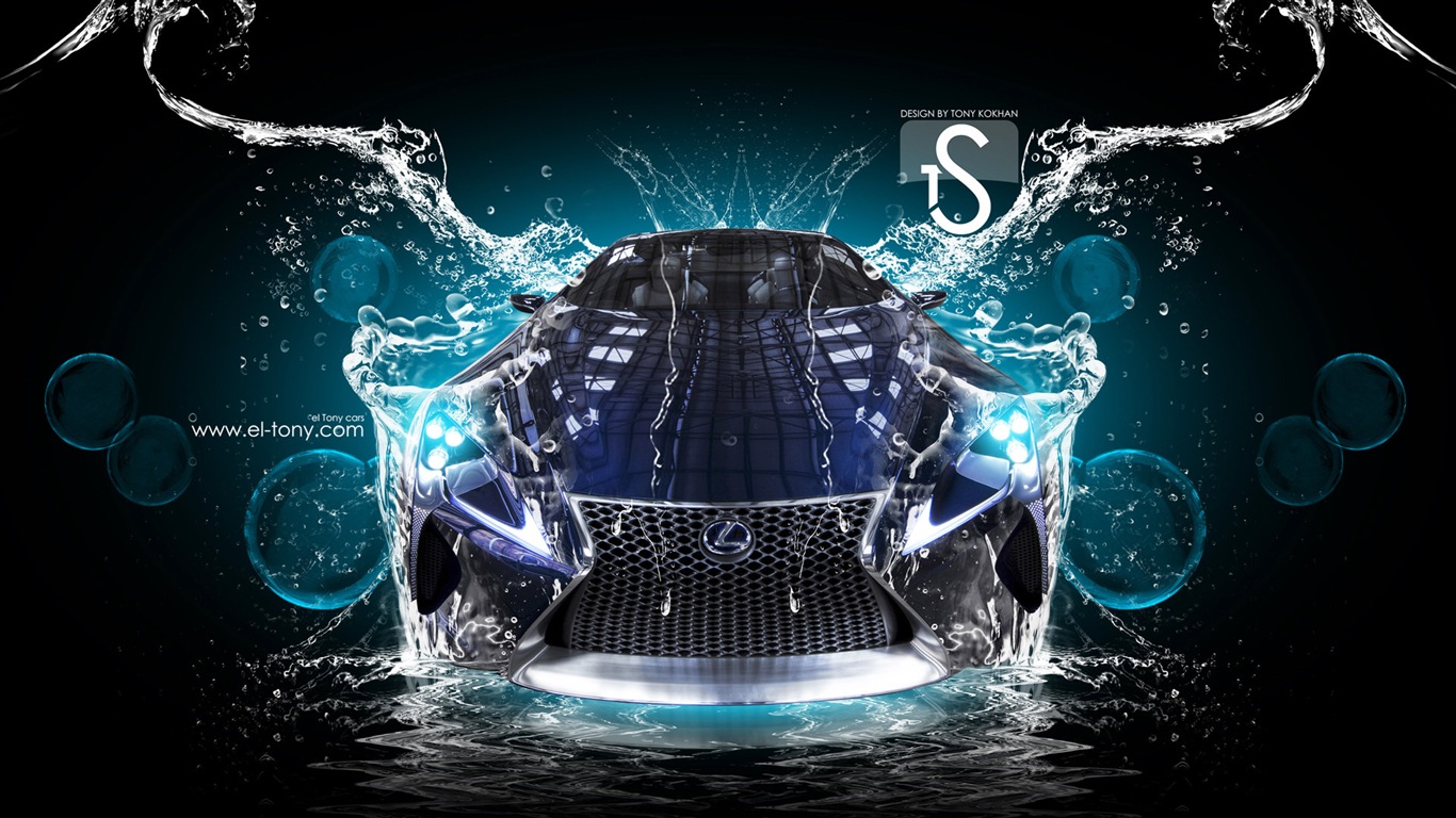 Kapky vody stříkající, krásné auto kreativní design tapety #14 - 1366x768