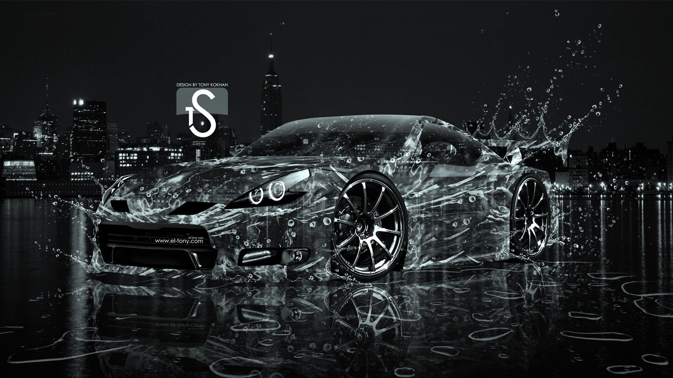 水花飛濺，汽車創意設計精美壁紙 #17 - 1366x768