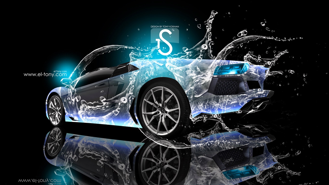 Les gouttes d'eau splash, beau fond d'écran de conception créative de voiture #19 - 1366x768