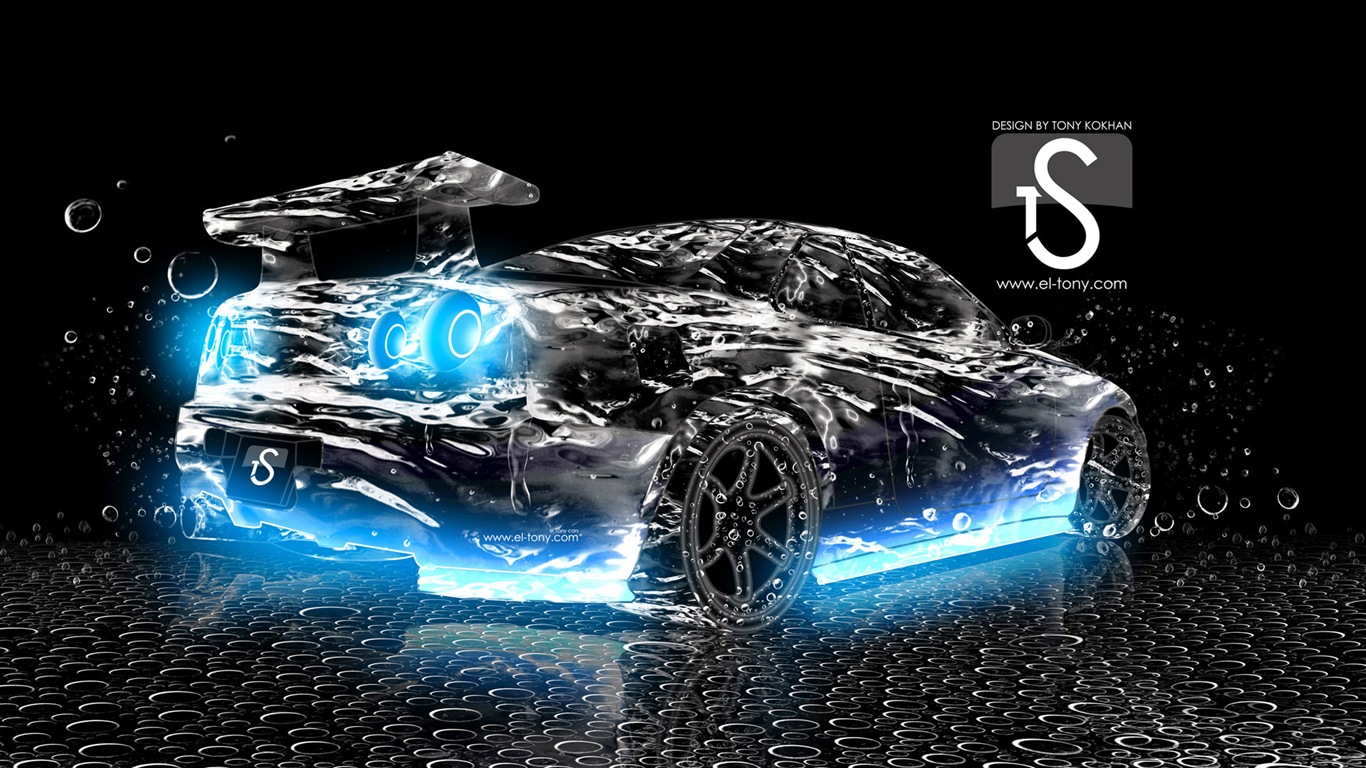 물 방울 스플래시, 아름다운 차 크리 에이 티브 디자인 배경 화면 #20 - 1366x768