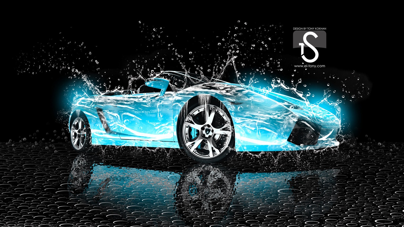 Les gouttes d'eau splash, beau fond d'écran de conception créative de voiture #22 - 1366x768