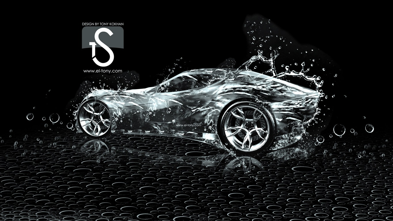水花飛濺，汽車創意設計精美壁紙 #25 - 1366x768
