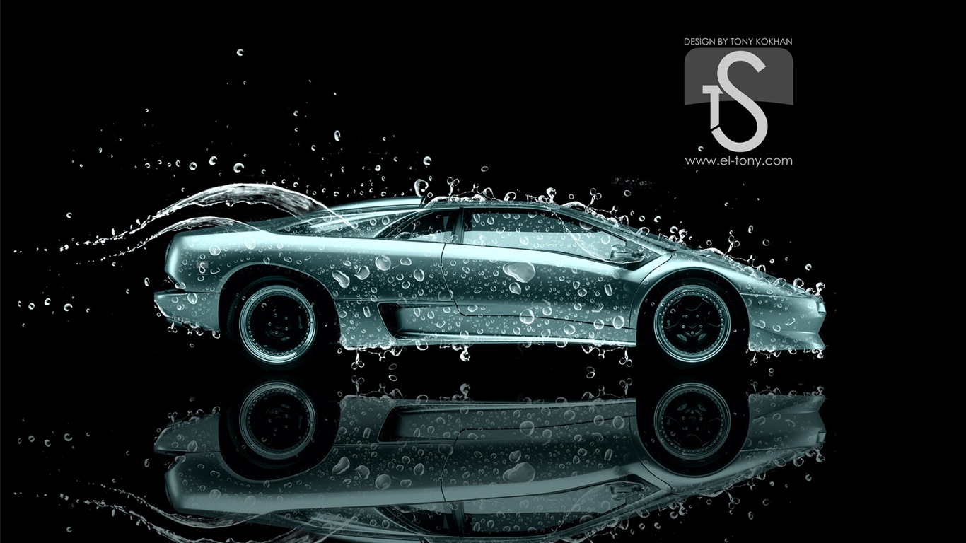 水花飛濺，汽車創意設計精美壁紙 #27 - 1366x768