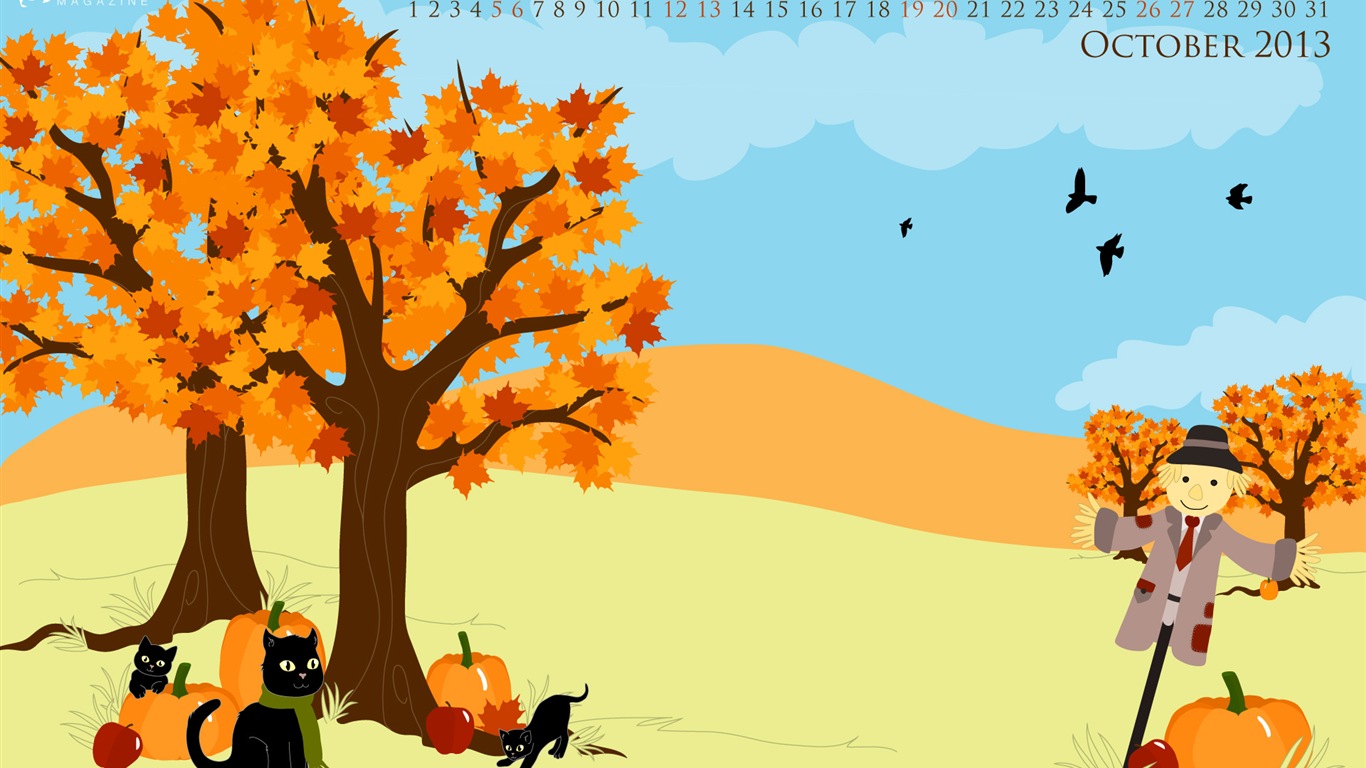 2013年10月 月曆壁紙(二) #15 - 1366x768