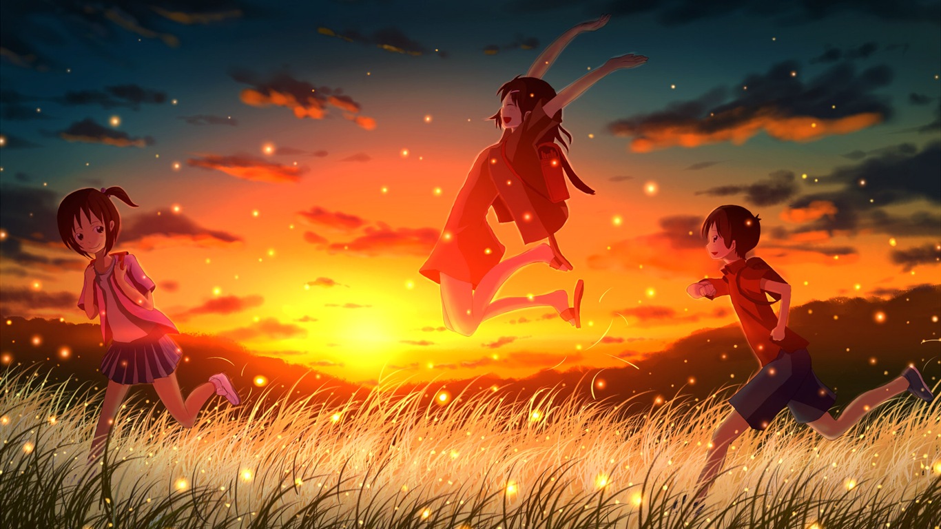 světluška léto krásný anime tapety #1 - 1366x768