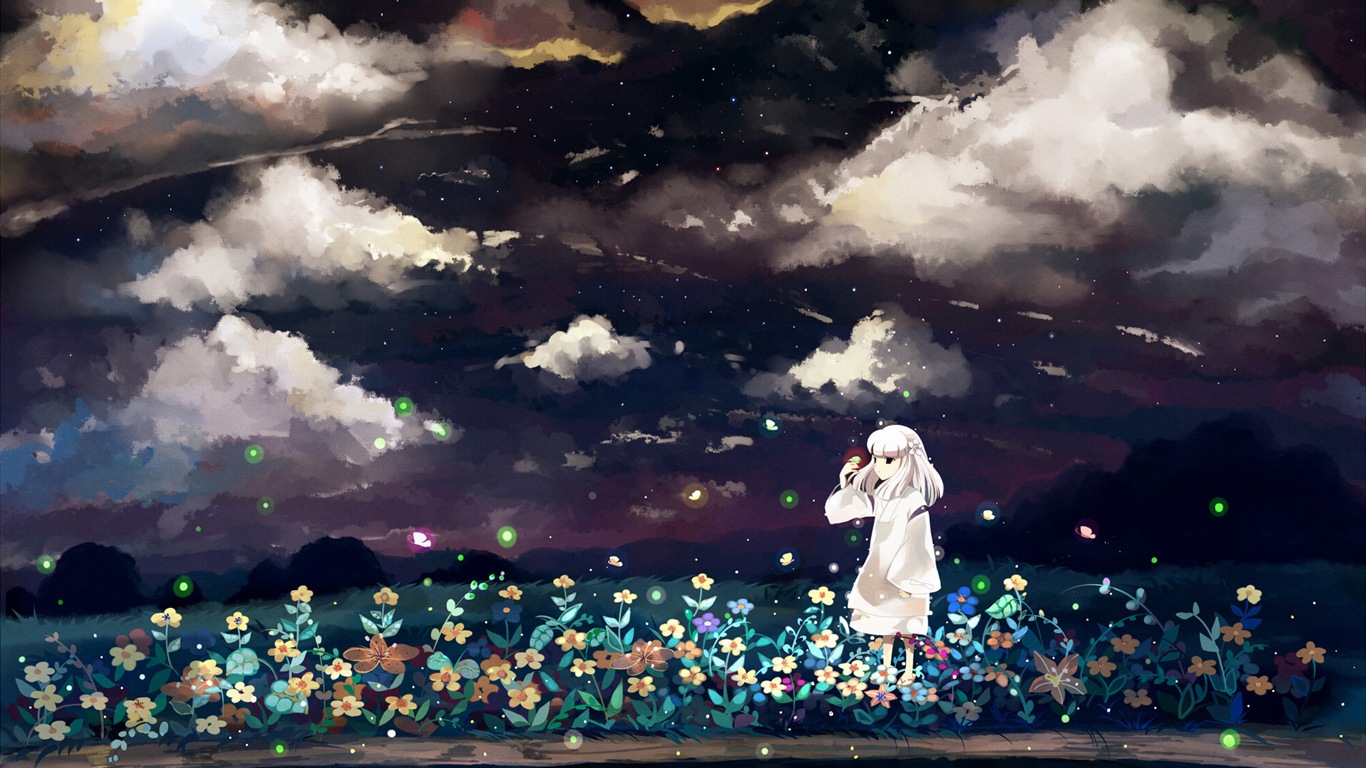 Glühwürmchen Sommer schöne anime wallpaper #9 - 1366x768