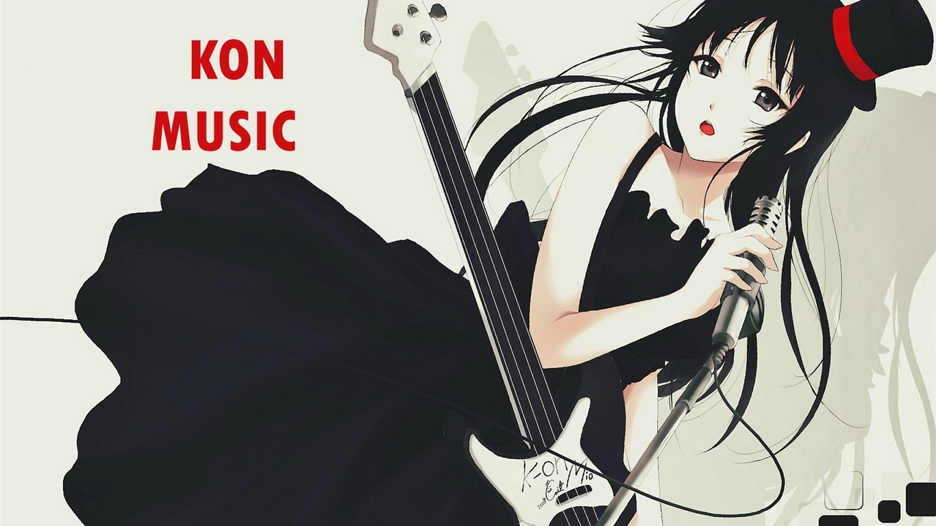 Hudební kytara Anime girl HD tapety na plochu #2 - 1366x768