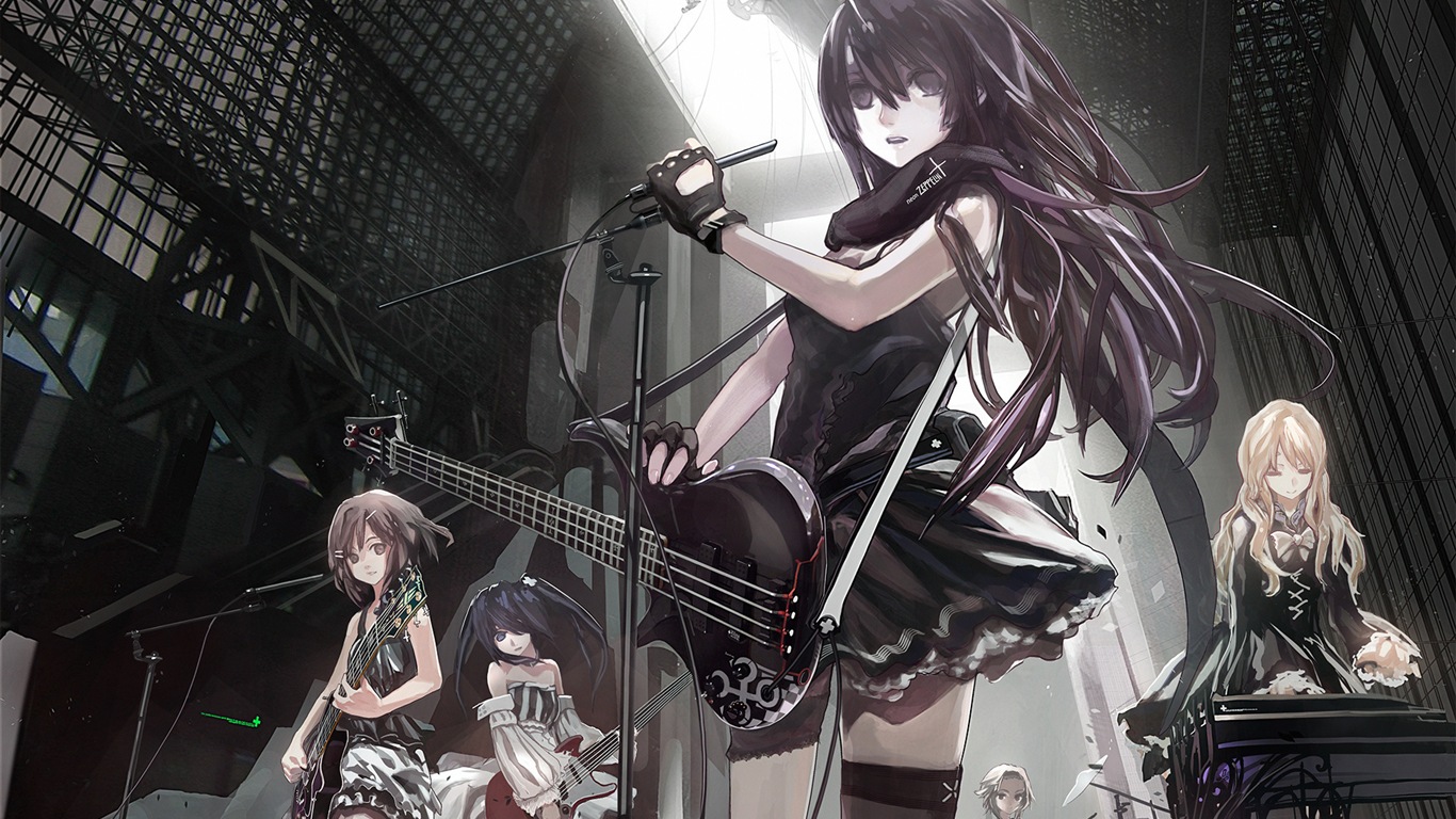 Music guitar anime girl HD wallpapers #7 - 1366x768