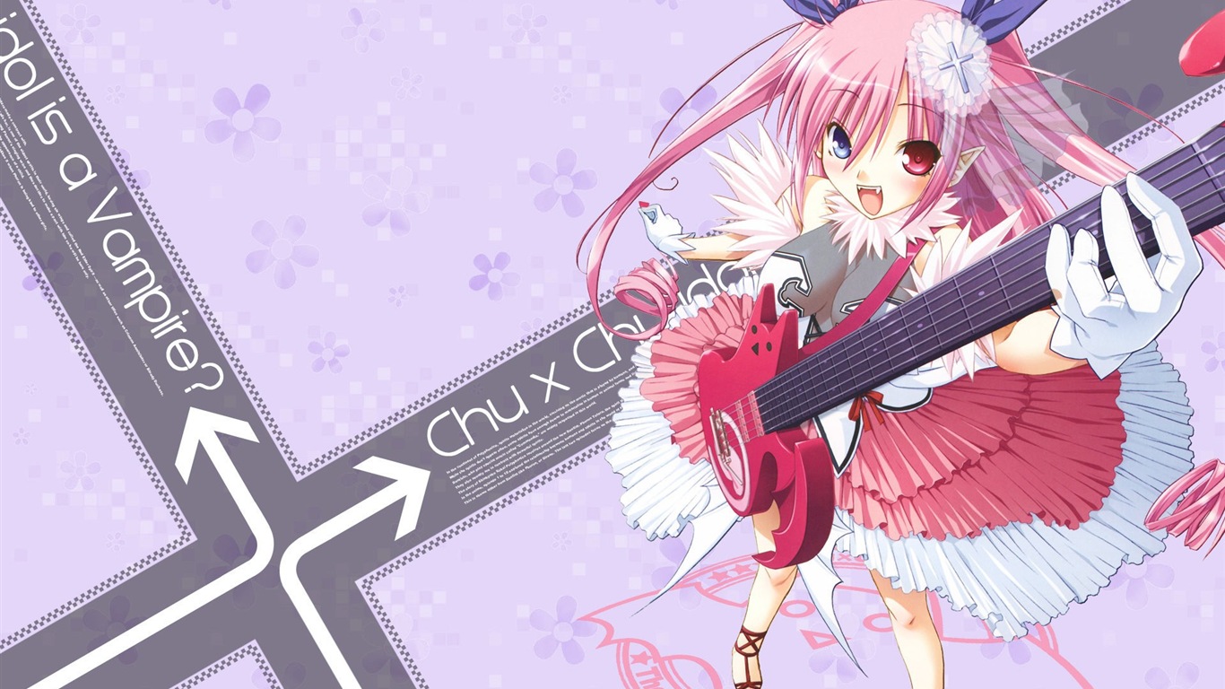 Hudební kytara Anime girl HD tapety na plochu #9 - 1366x768