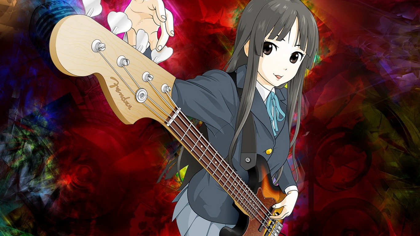 Hudební kytara Anime girl HD tapety na plochu #10 - 1366x768
