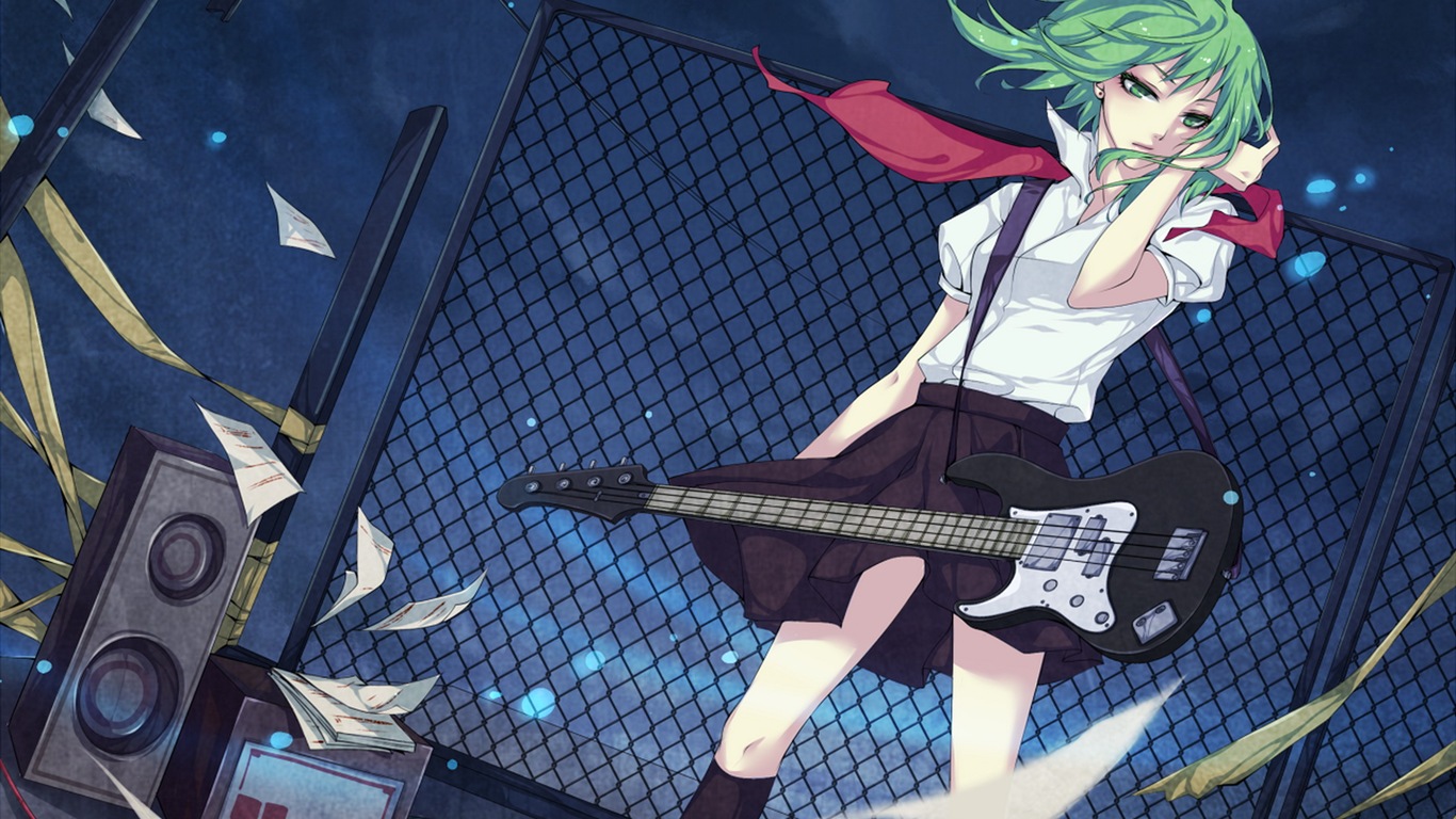 Hudební kytara Anime girl HD tapety na plochu #16 - 1366x768