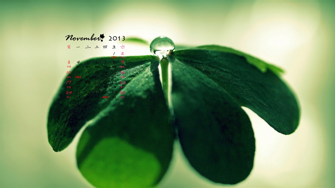 2013年11月 月曆壁紙(一) #13 - 1366x768
