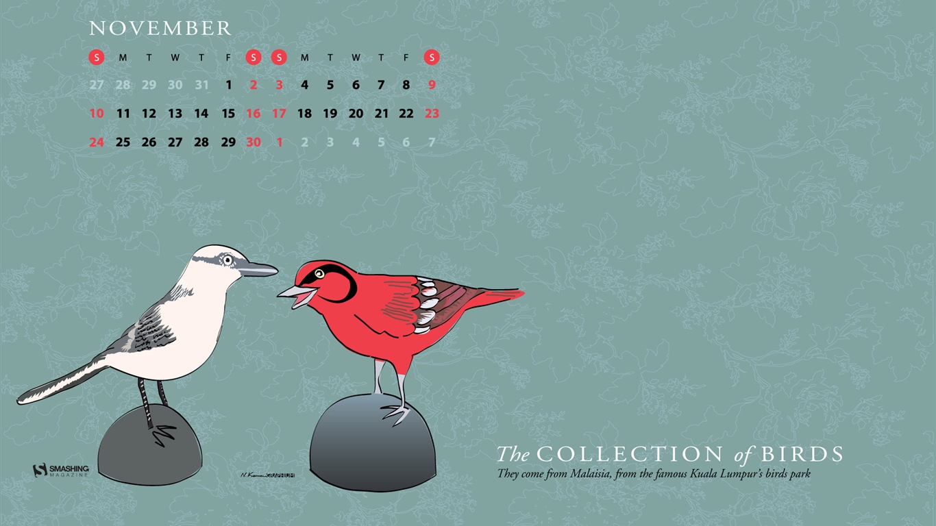 Novembre 2013 Calendar Wallpaper (2) #4 - 1366x768