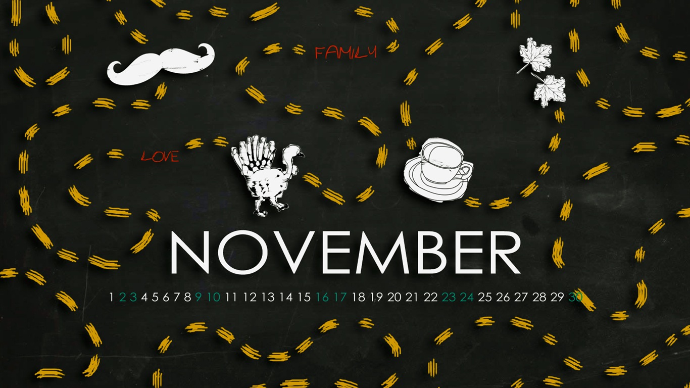 Novembre 2013 Calendar Wallpaper (2) #10 - 1366x768