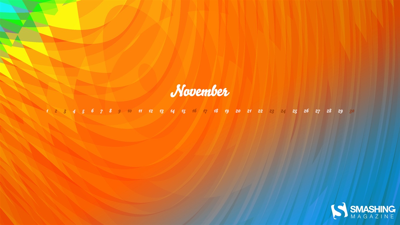 Novembre 2013 Calendar Wallpaper (2) #12 - 1366x768