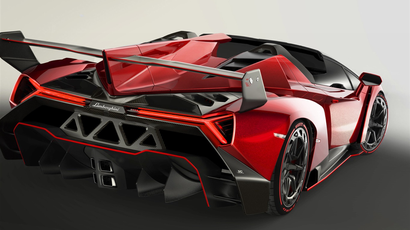 2014 Lamborghini Roadster Veneno rojo supercar HD wallpapers #1 - 1366x768